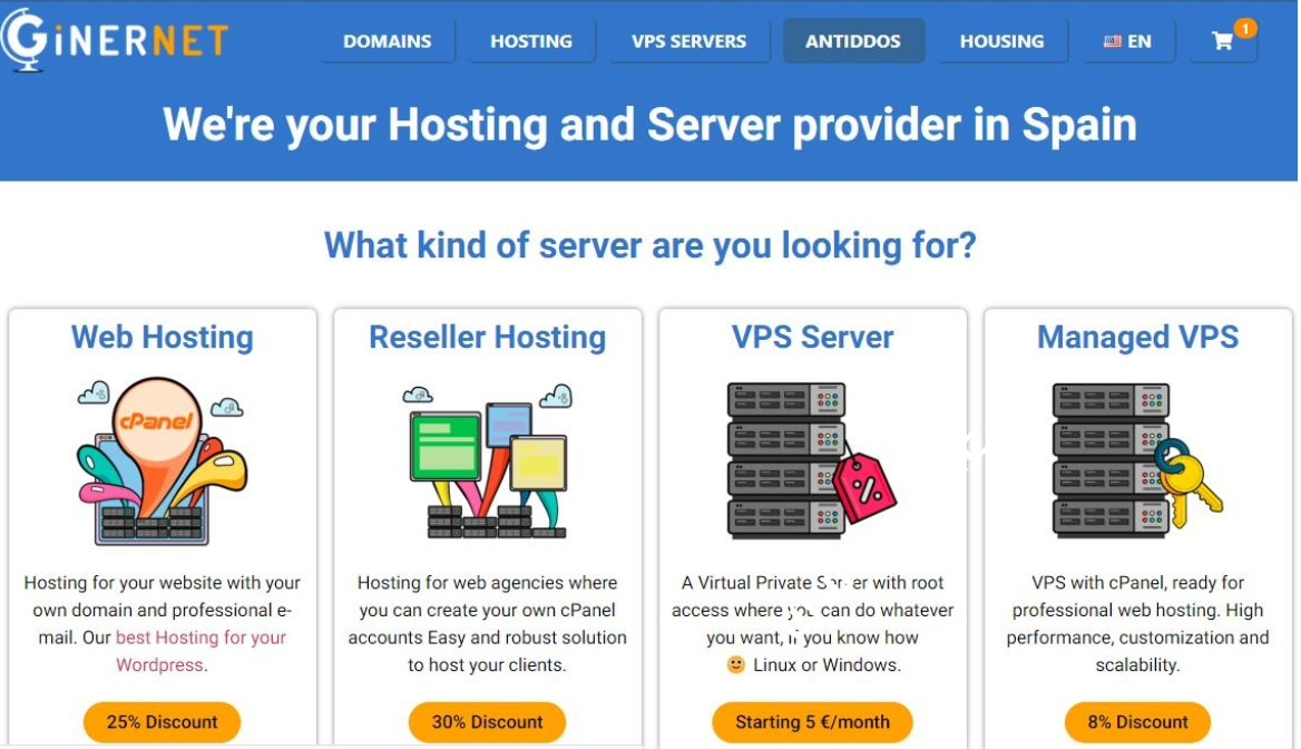 Ginernet西班牙欧洲VPS商家活动 - 1核1G内存 10G NVMe硬盘 10Gbps超大带宽